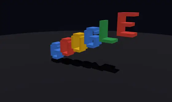 Soft-body GOOGLE letters falling and piling up