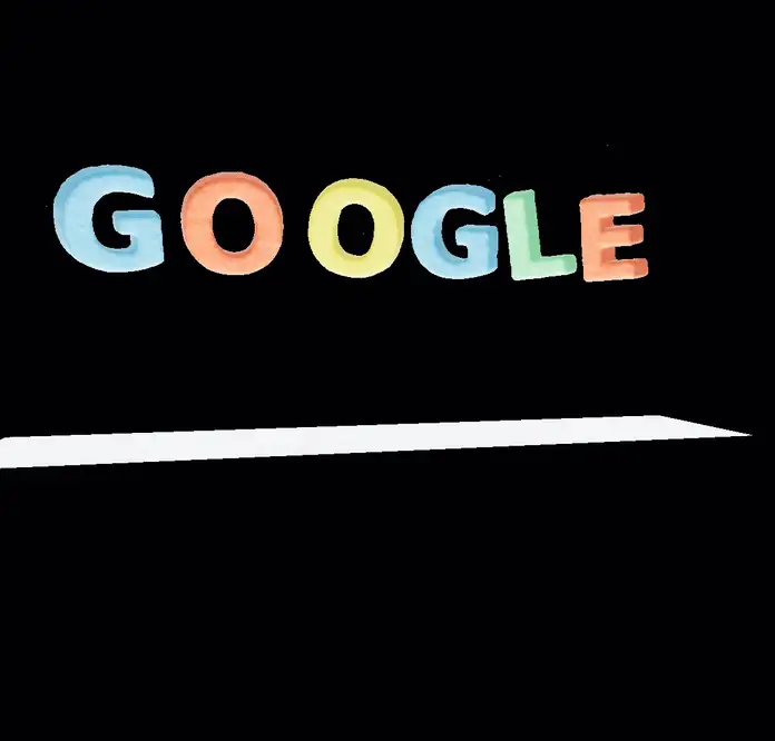 Snow GOOGLE letters falling and shattering across the floor