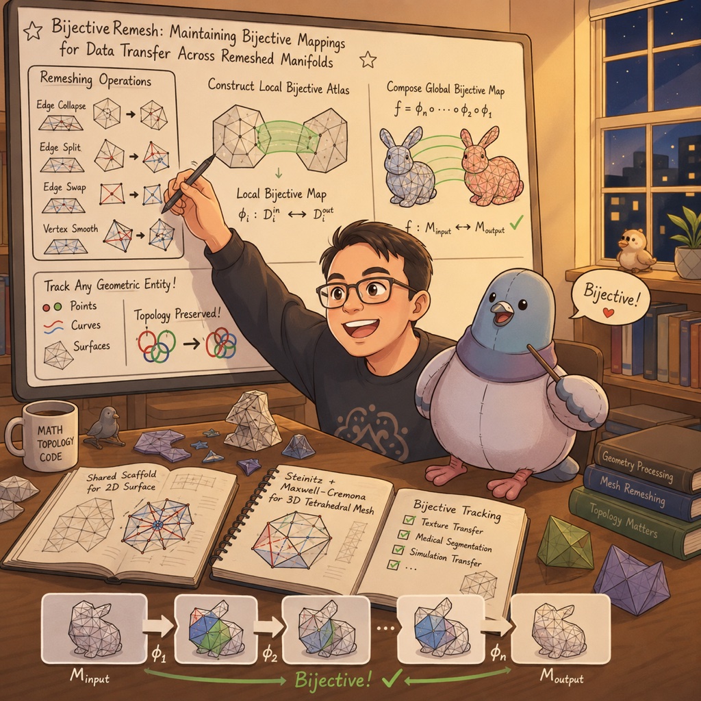 BijectiveRemesh: Maintaining Bijective Mappings for Data Transfer Across Remeshed Manifolds